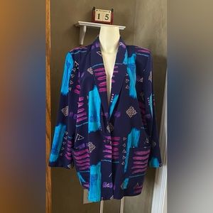 Vintage Kensington Square Women's Multicolor Graphic Lightweight Blazer